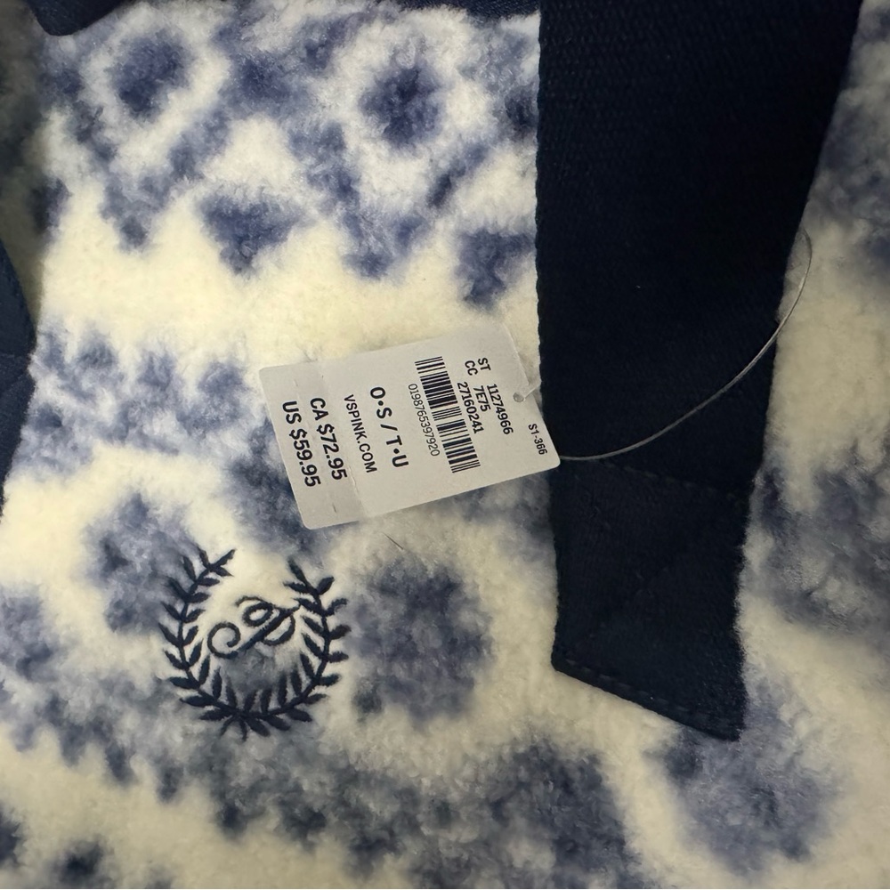 PINK Victoria's Secret Blue and Cream Patterned Tote - Picture 2 of 7